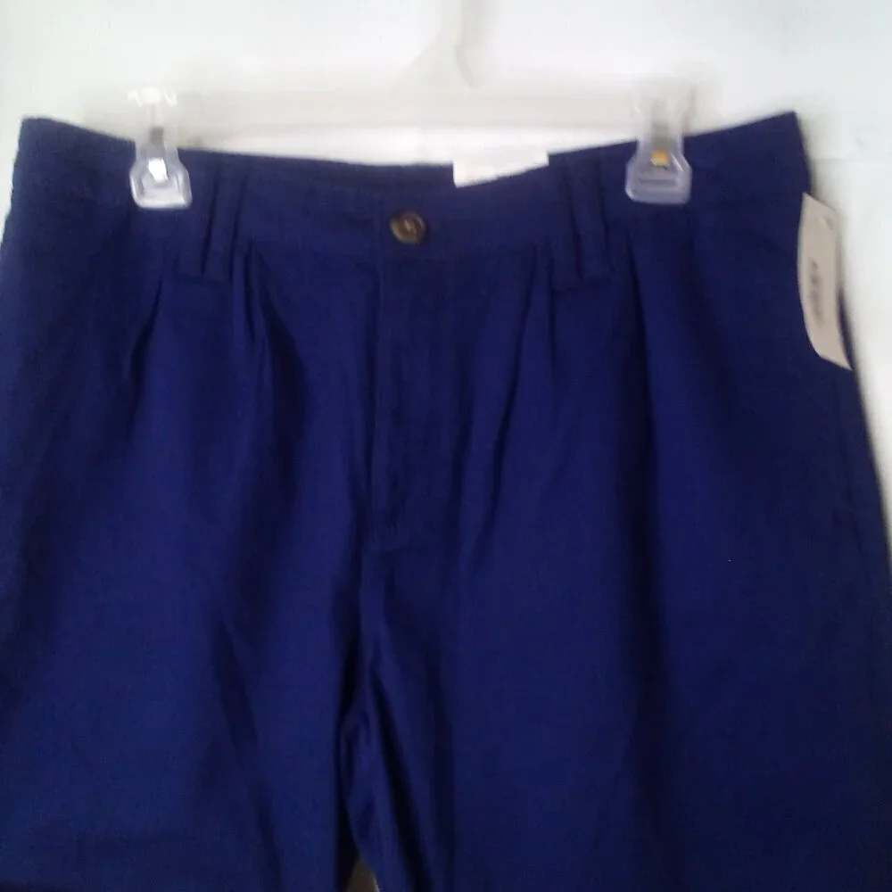 St. John's Bay Shorts Women 12 Chino Pleated Roll Hem Blue